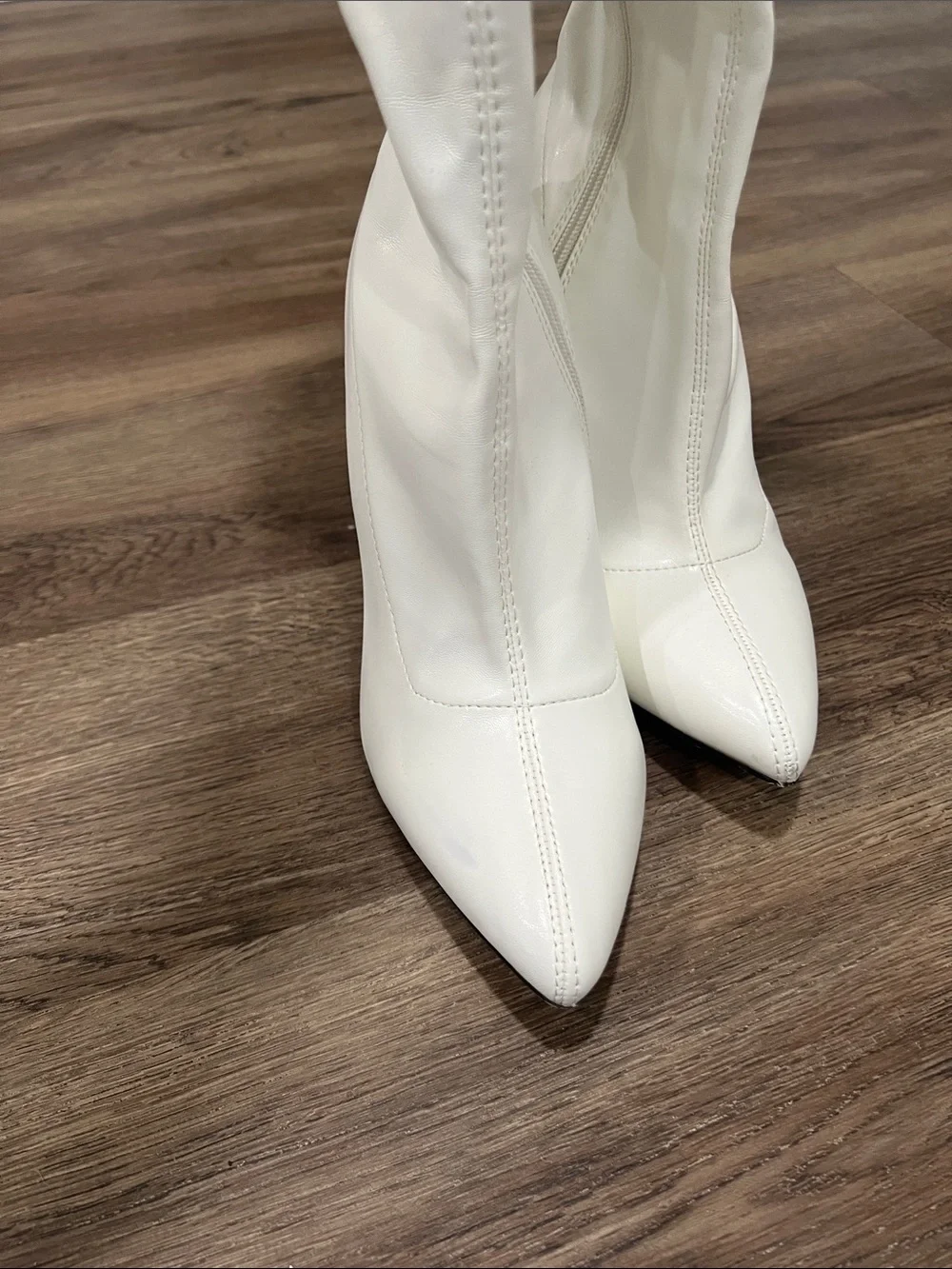 Fashion Nova White Over-the-Knee Pointed Stiletto Boots